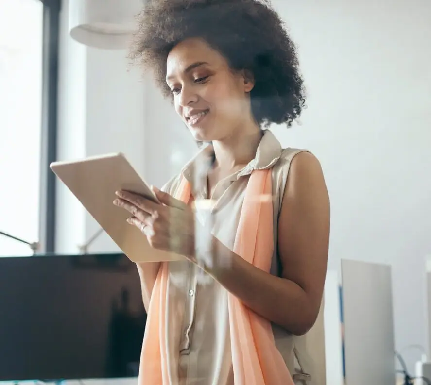 young female working on tablet