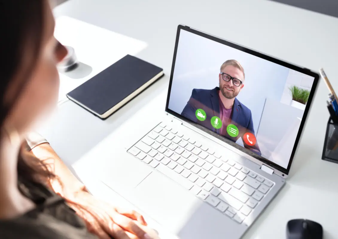 woman using web video to communicate