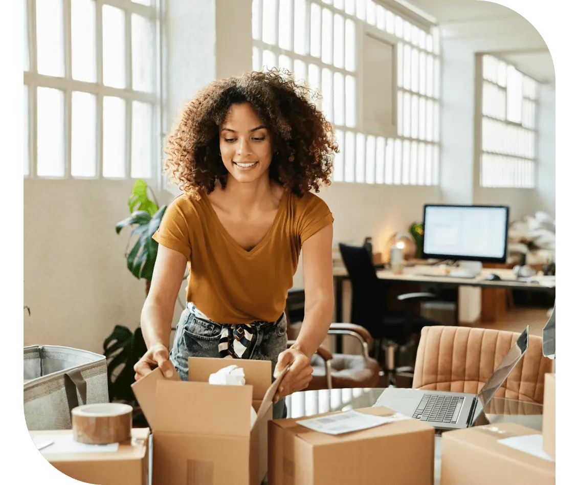 woman packing boxes