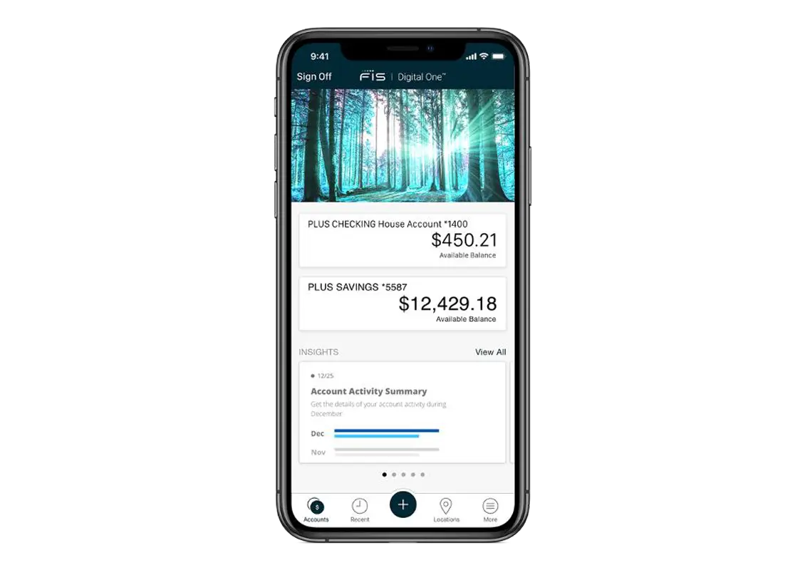 Screenshot of mobile banking application